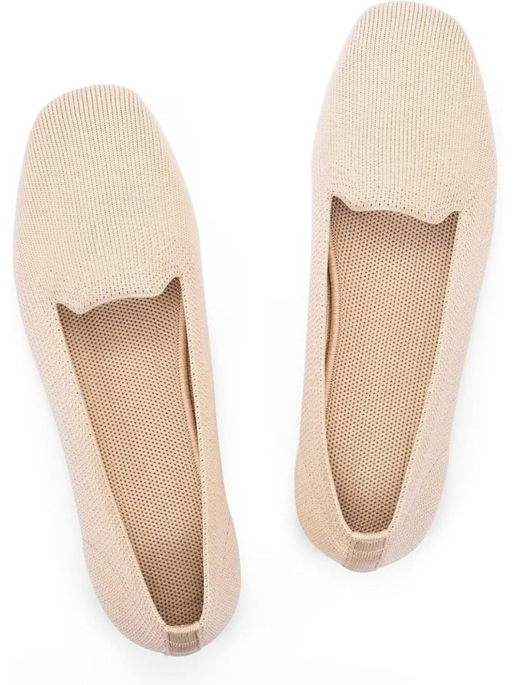 Women's Ecru Pull-On Square Toe Comfortable Cute Penny Loafer Shoes